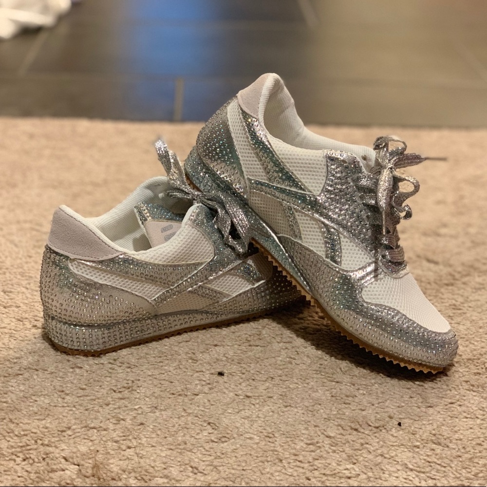 Silver rhinestone sneakers